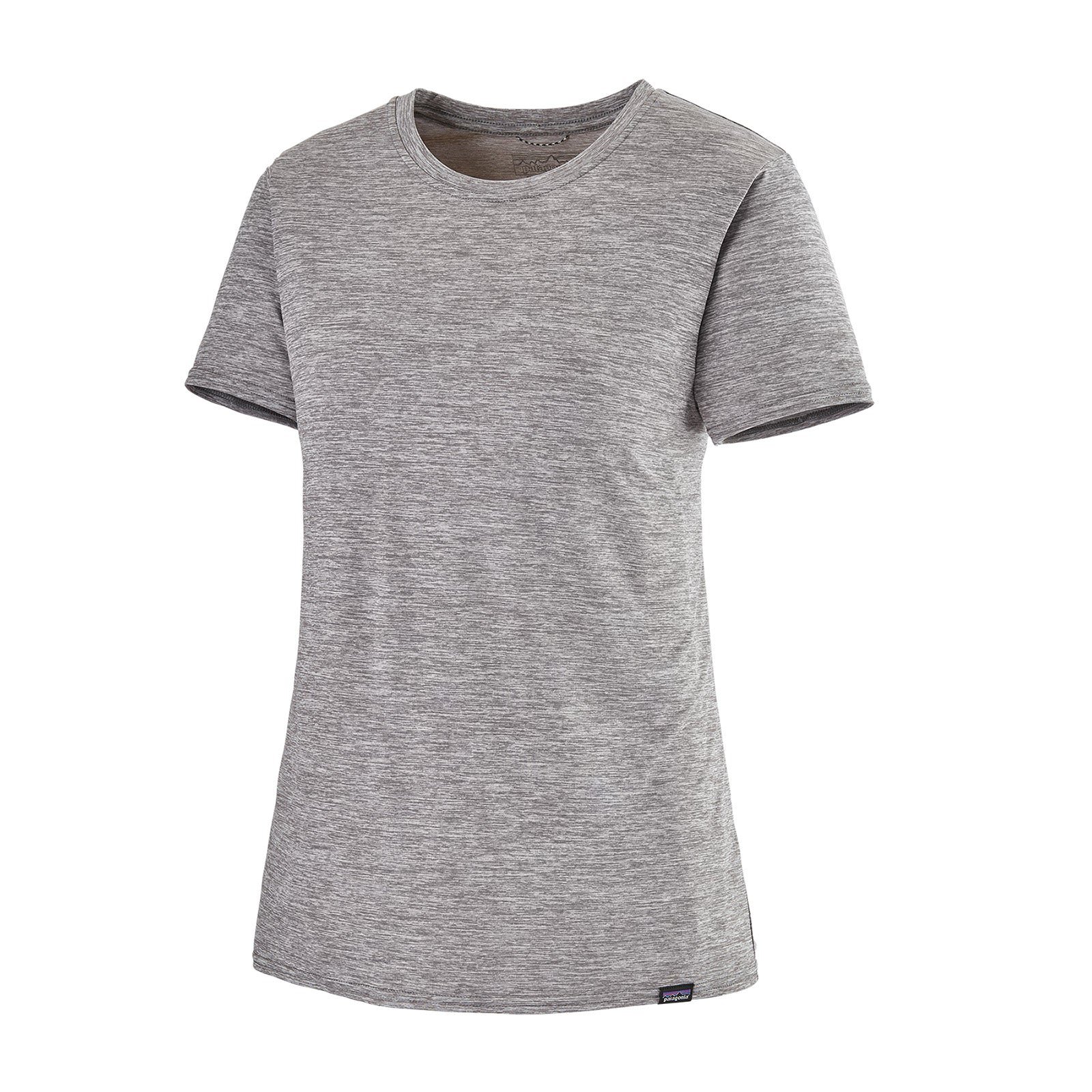 patagonia womens short sleeve capilene cool daily shirt in feather grey, front view