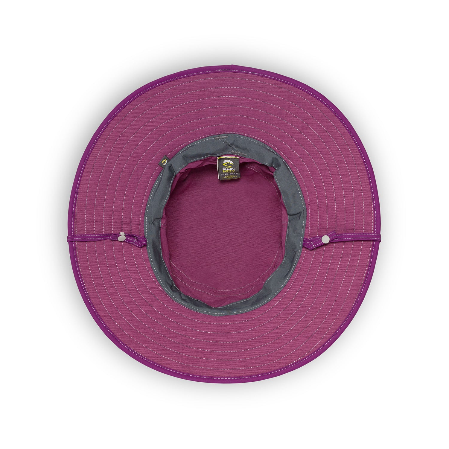 a photo of a sunday afternoon womens clear creek boonie hat in cinder/wild orchid, view from below