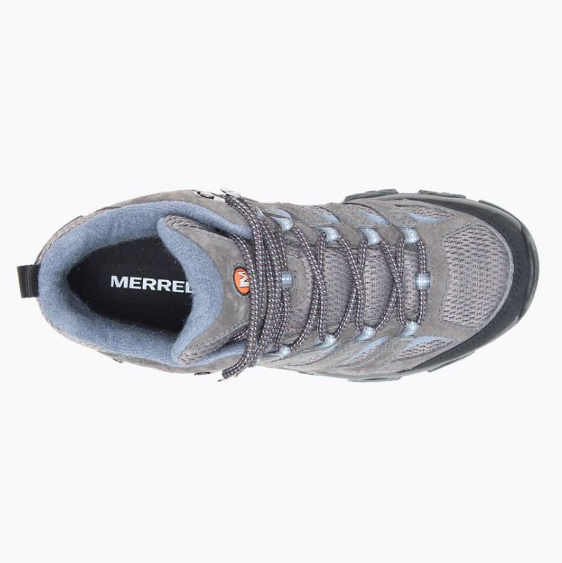 merrell moab 3 womens mid waterproof in color granite, top view