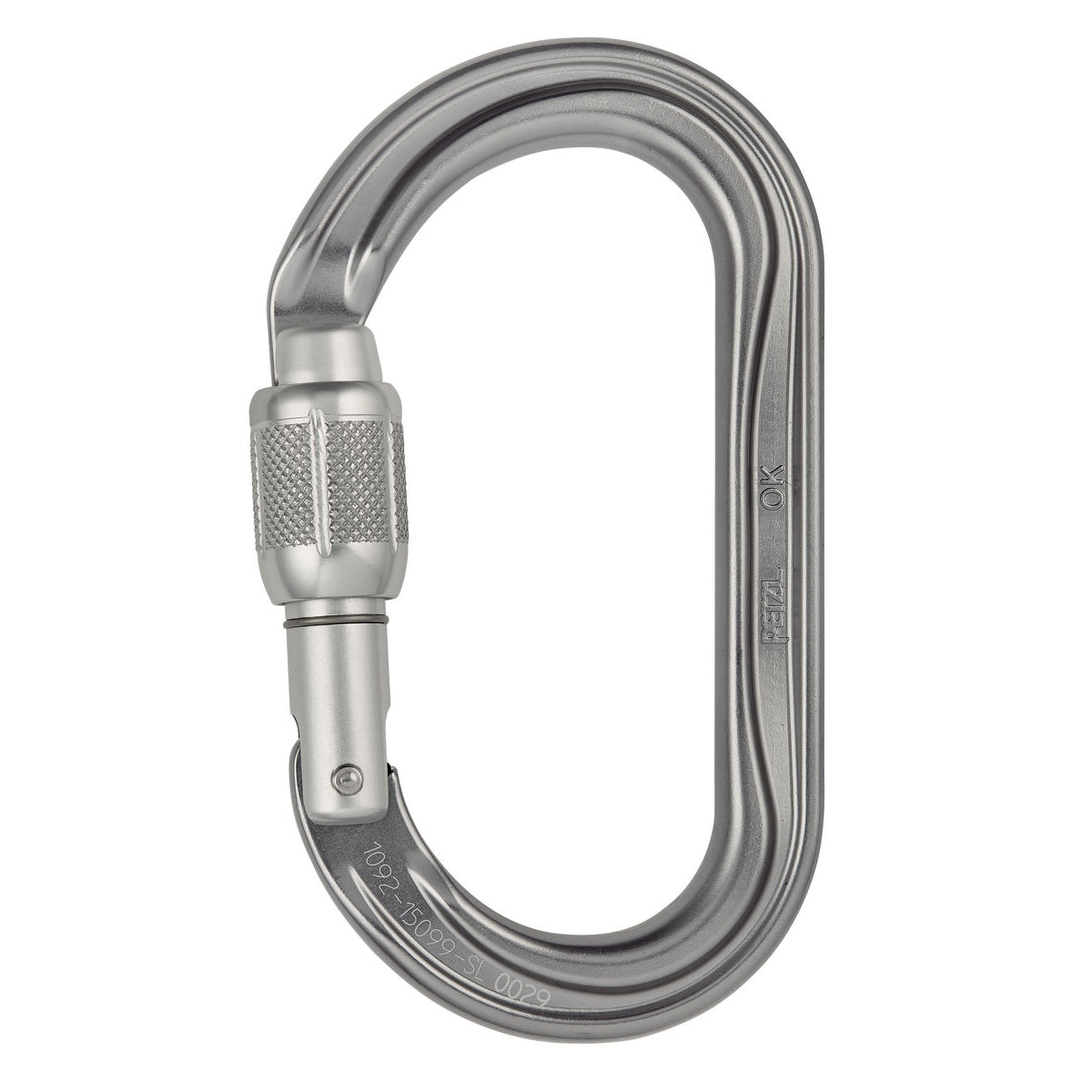 the petzl oval ok carabiner, screw gate locking