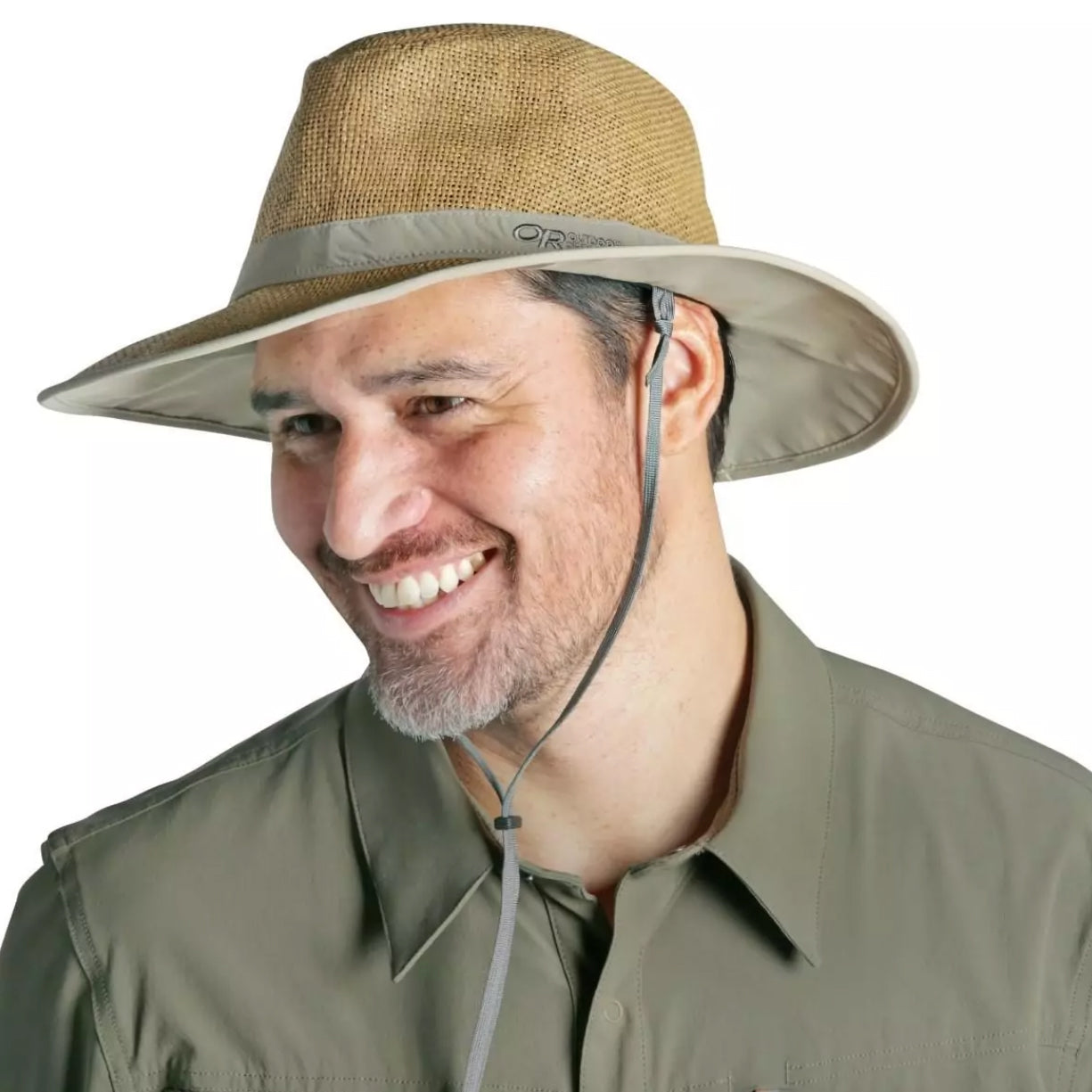 outdoor research papyrus brim hat front view on model