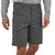 a model facing us wears the men's quandary short in forge grey 