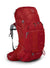osprey ariel plus 70 backpack in carnelian red, front view