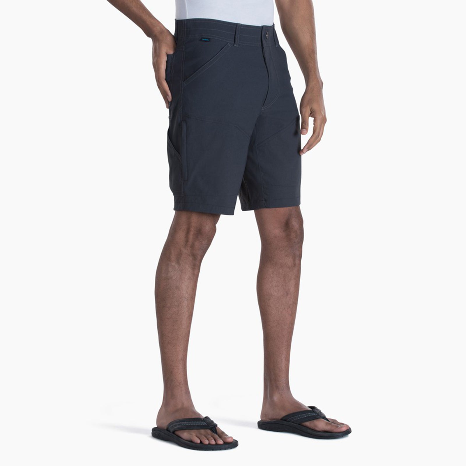 kuhl renegade short mens on model front view in color dark grey