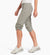 kuhl womens trekr capri on a model in the color stone, side view showing cinch detail