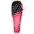 RED SUMMERLITE SLEEPING BAG SLIGHTLY UNZIPPED AT THE TOP