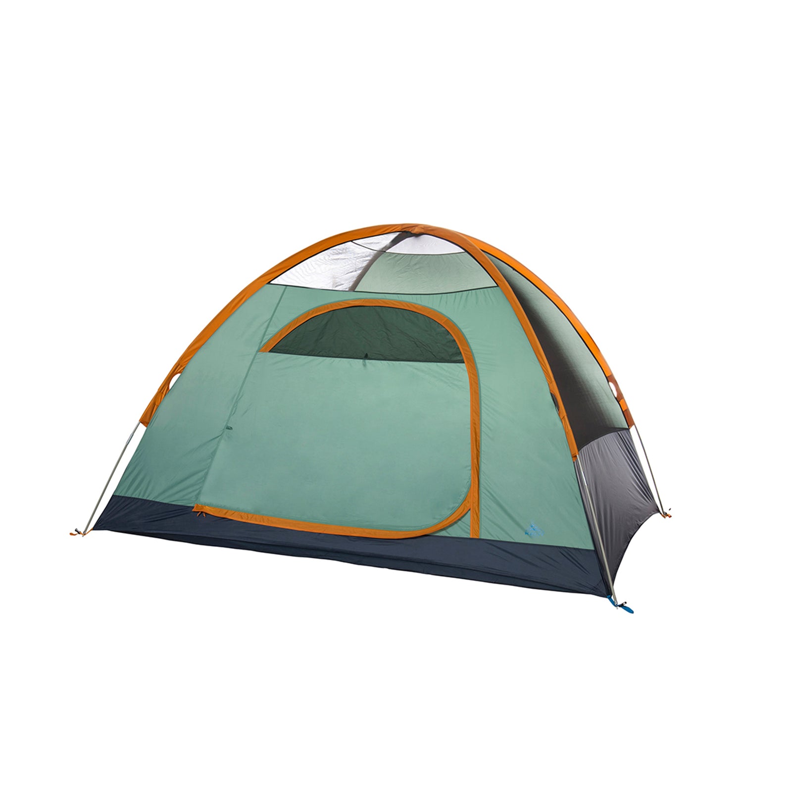 kelty tallboy 6 person tent fly off front view in color light teal with orange accents
