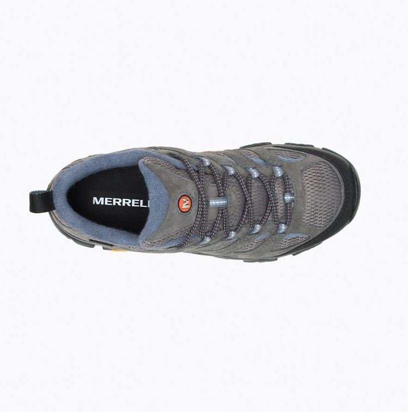 merrell womens moab 3 low waterproof in granite, top view