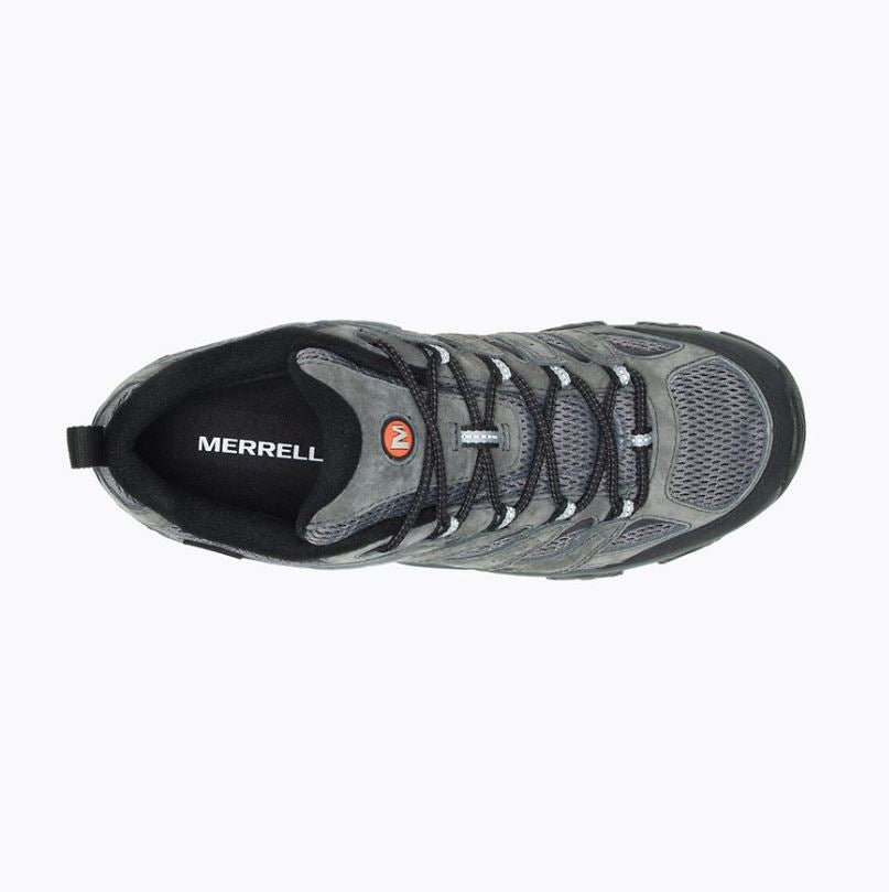merrell mens moab 3 low waterproof in granite, top view