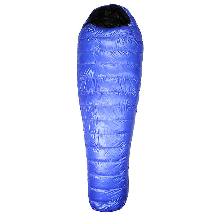 ULTRALITE SLEEPING BAG FULLY ZIPPED UP IN BLUE
