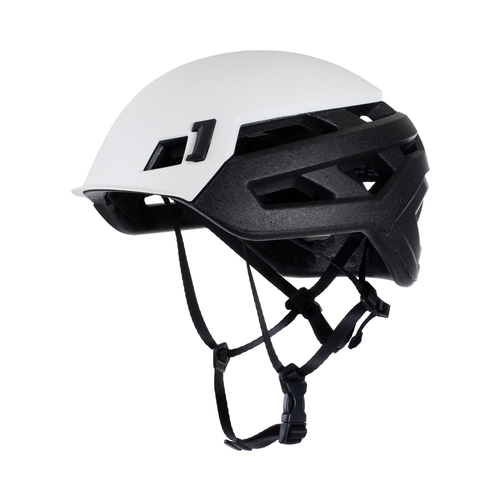 side view of wall rider helmet in white
