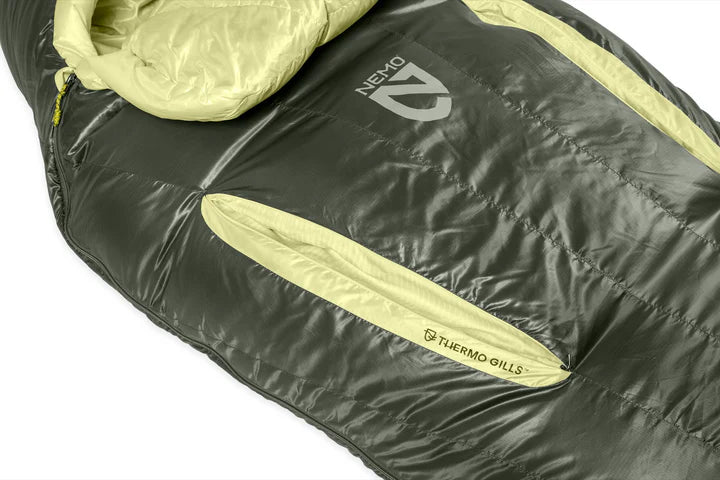 Sleeping bag up-close shot of gills