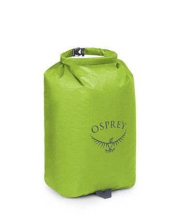 a photo of the osprey ultralight dry sack 12 liter in the color limon green