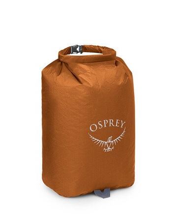 a photo of the osprey ultralight dry sack 12 liter in the color toffee orange