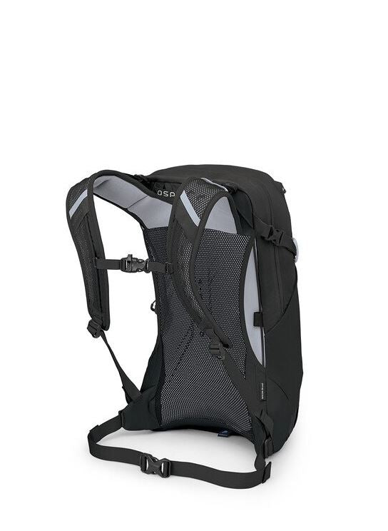 a photo of the osprey hikelite 18 in black, back view