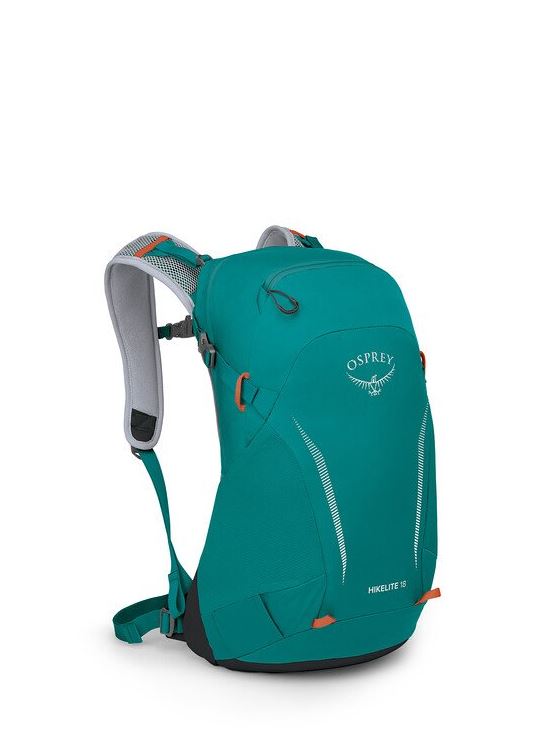 a photo of the osprey hikelite 18 in escapade green, front view