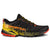 the la sportiva akasha 2 in black and yellow, side view