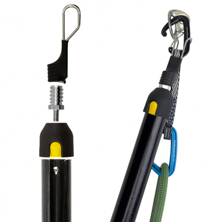 a photo showing how to attach the super clip to the metolius roll up stick clip