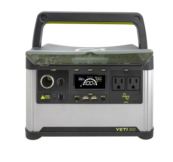 the goal zero yeti 300 6th generation portable battery, shown in front view