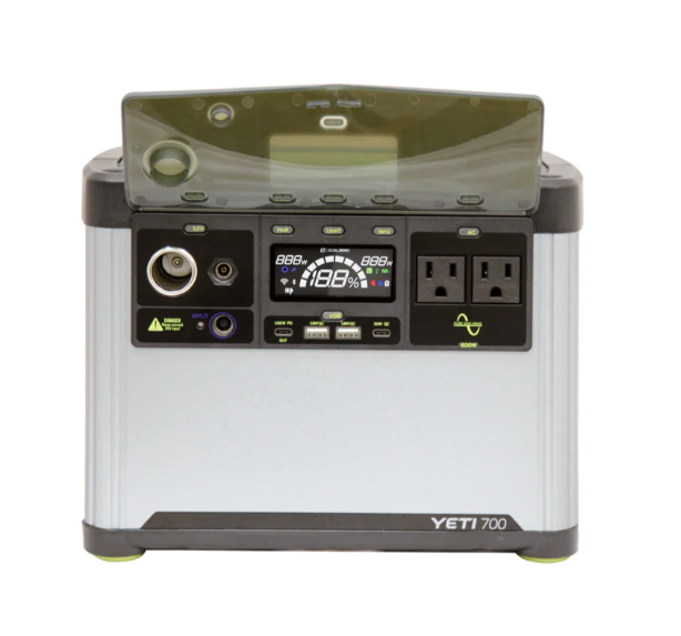 the goal zero yeti 700 6th generation portable power station, front view