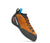 a photo of the scarpa generator mid climbing shoe in the color orange rust, three quarters view