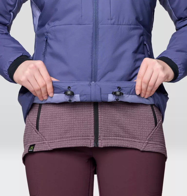 Mountain Hardwear Kor Stasis Hoody Women's, lapis dusk, bottom hem with cinch