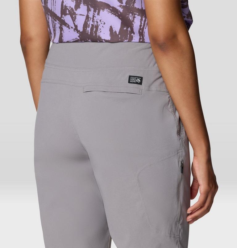Gray pants with a brand logo on a white background