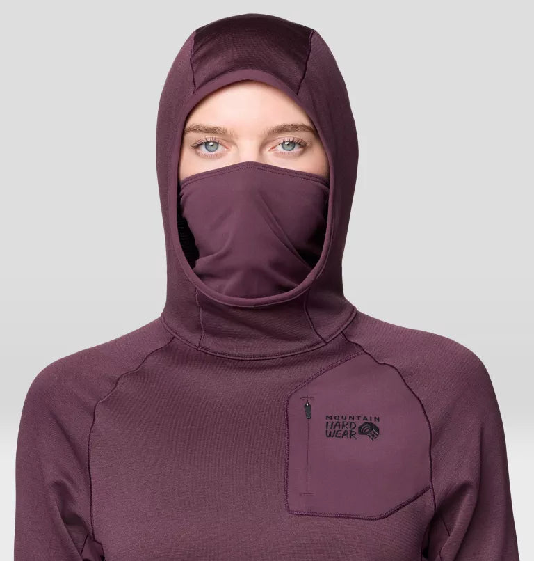 Mountain Hardwear Up First Hoody Women's, blackberry, hood with built-in neckwarmer
