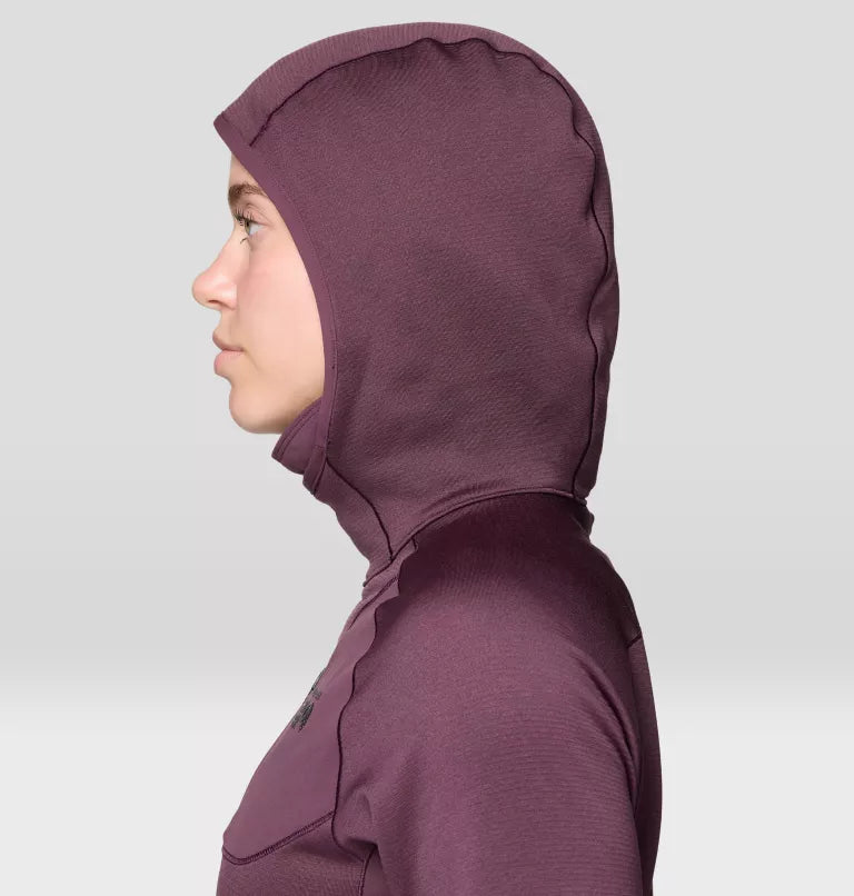 Mountain Hardwear Up First Hoody Women's, blackberry, hood side view