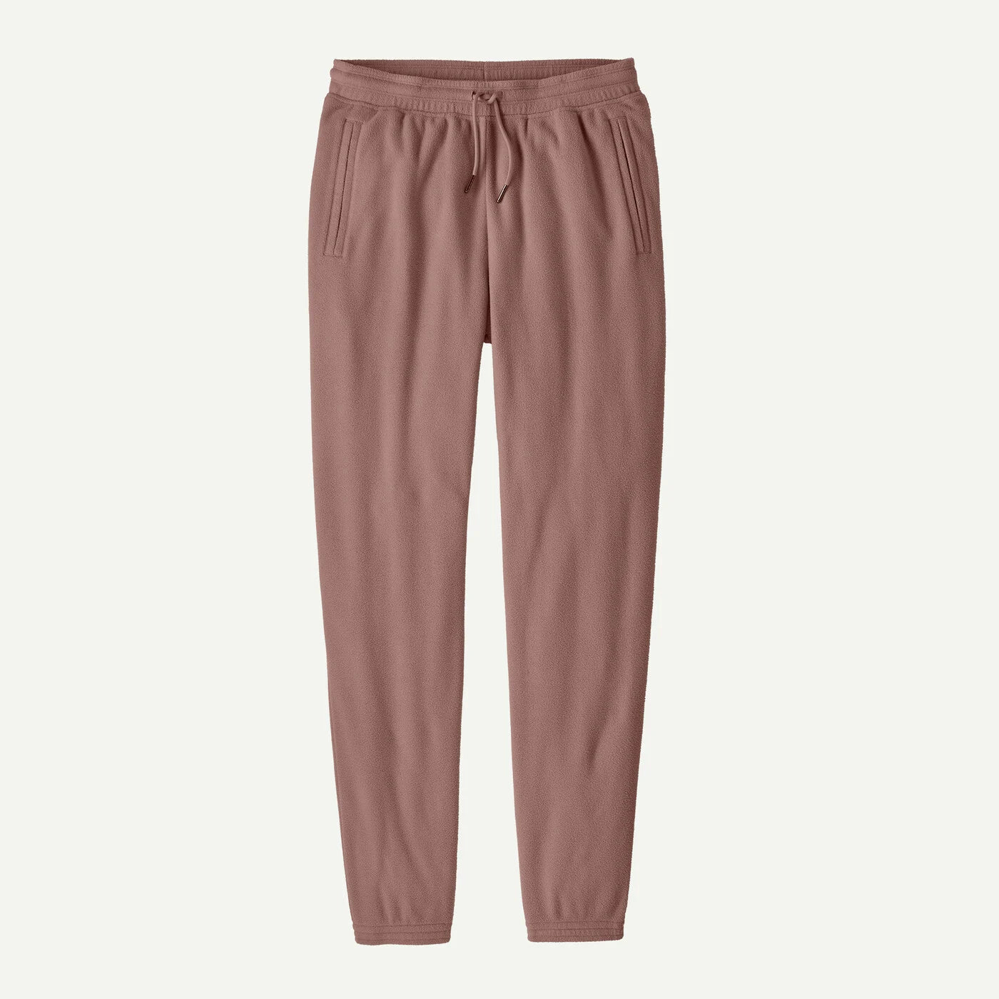 A pair of women's jogger sweatpants in a dusty rose or mauve color, featuring an elastic waistband with a drawstring and side pockets, shown against a plain white background.