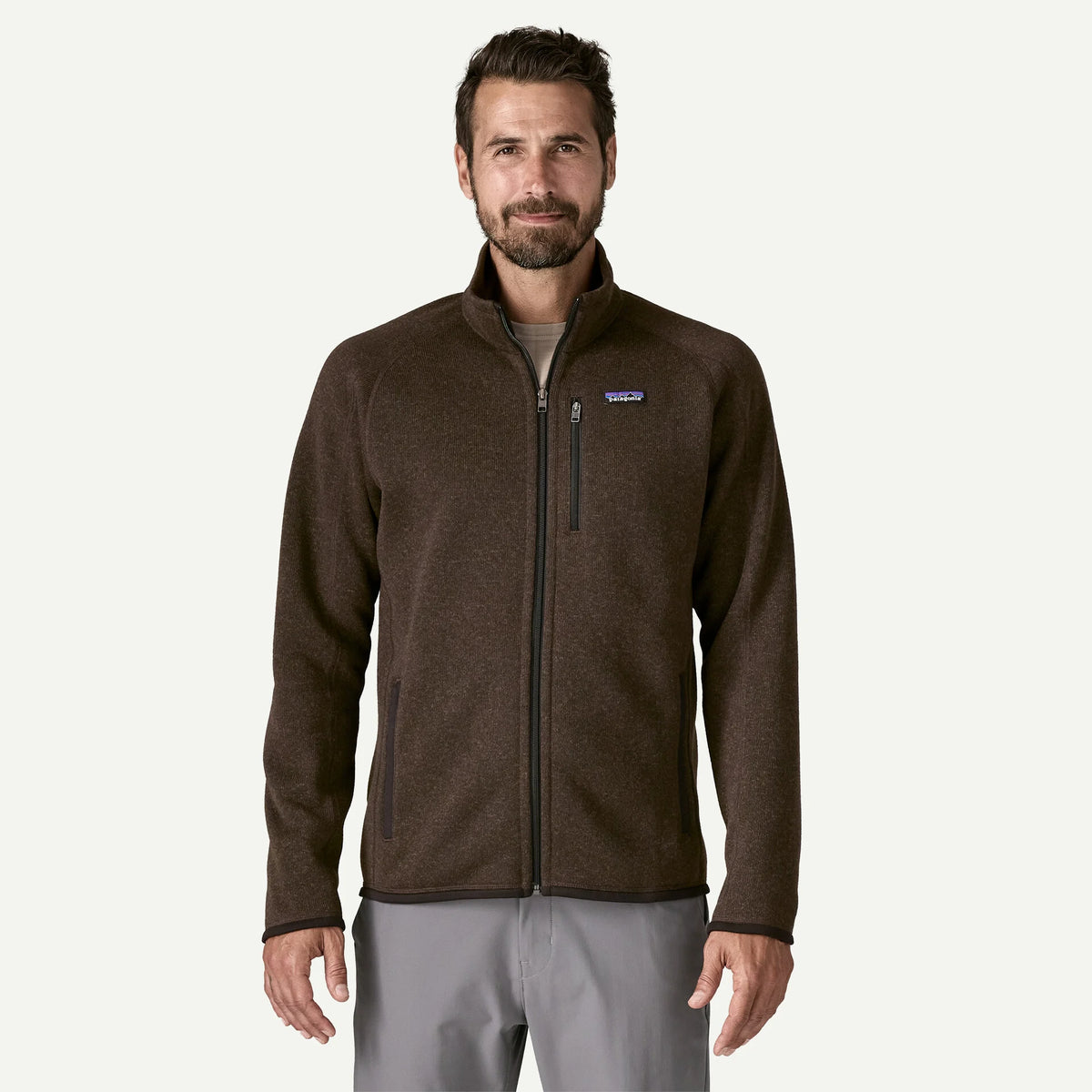 Patagonia Men's Better Sweater® Fleece Jacket in otter brown on model, front