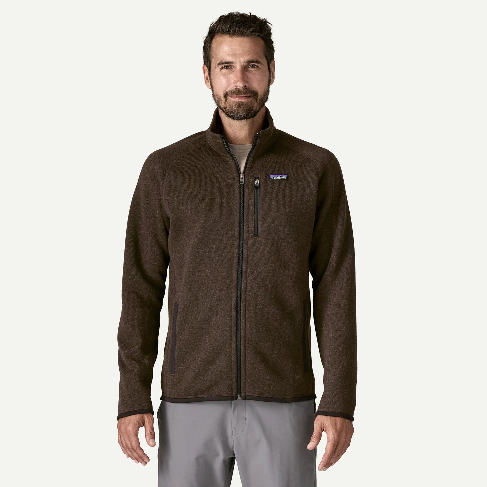 Patagonia Men's Better Sweater® Fleece Jacket in otter brown on model, front