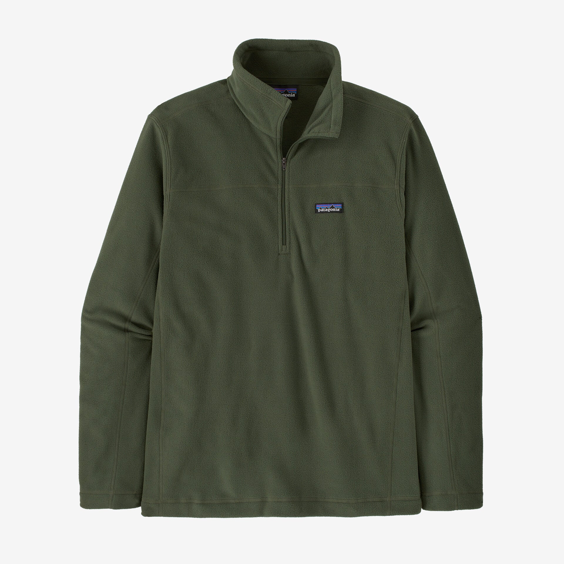 patagonia mens micro d pullover in torrey pine green, front view