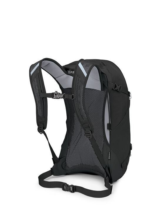 A photo of the osprey hikelite 26 in the color black, back view