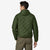 the diamond quilted bomber hoody in torrey pine green from the back on model