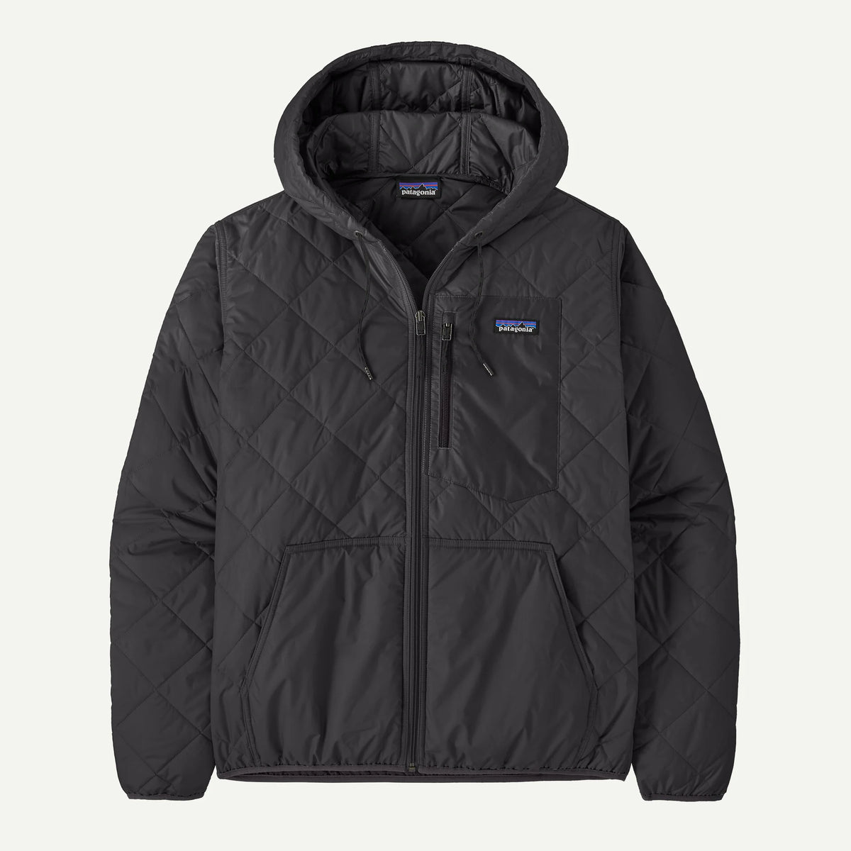 Men's Diamond Quilted Bomber Hoody in black