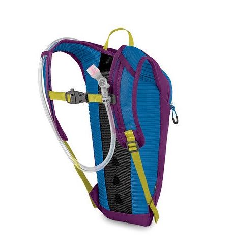 a photo of the osprey moki 1.5 kids backpack in the color amaranth purple, back view