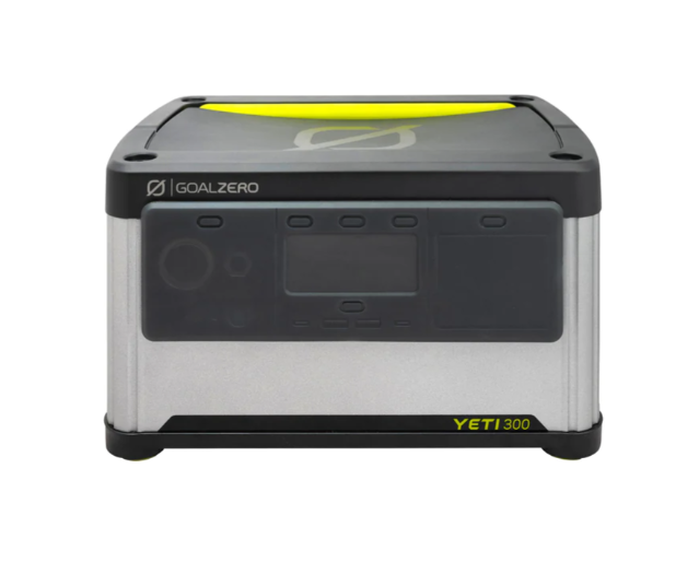 the goal zero yeti 300 6th generation portable battery, shown with dust cover on