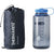 the thermarest neo air xlite nxt sleeping pad shown in its stuff sack next to a 1l water bottle