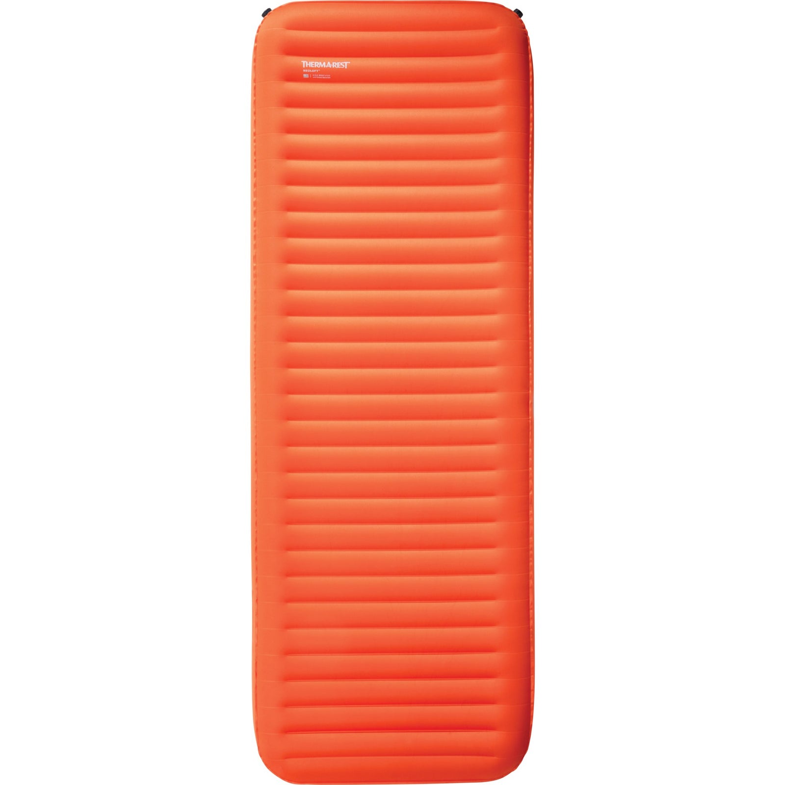 Orange inflatable camping mattress on a white background