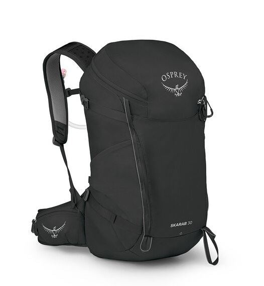 a photo of the osprey skarab 30 liter pack in the color black, front view