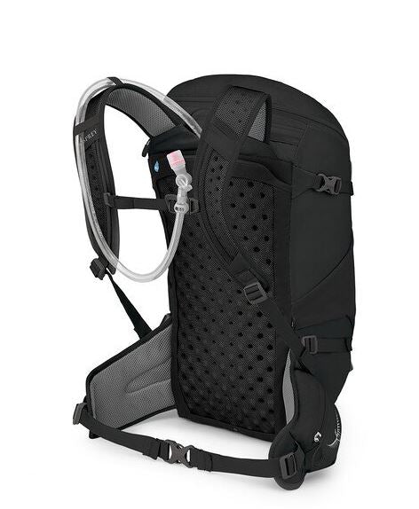 a photo of the osprey skarab 30 liter pack in the color black, back view