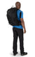 a photo of the osprey manta 34 backpack in the color black, view on a model from behind