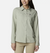 a model wearing the columbia silver ridge utility long sleeve shirt womens in the color safari, front view