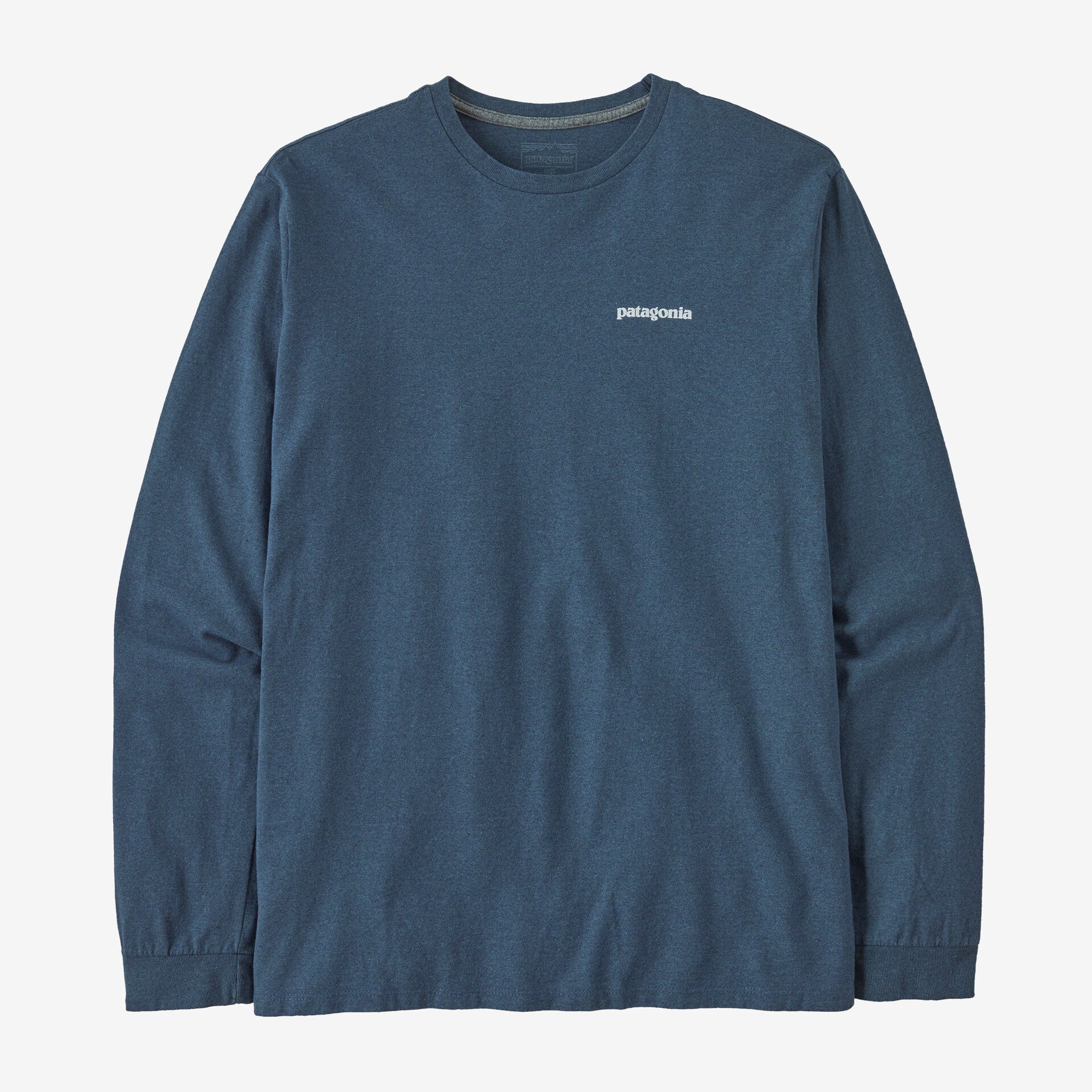 Patagonia Long-Sleeved P-6 Logo Responsibili-Tee® Men's front view in utility blue