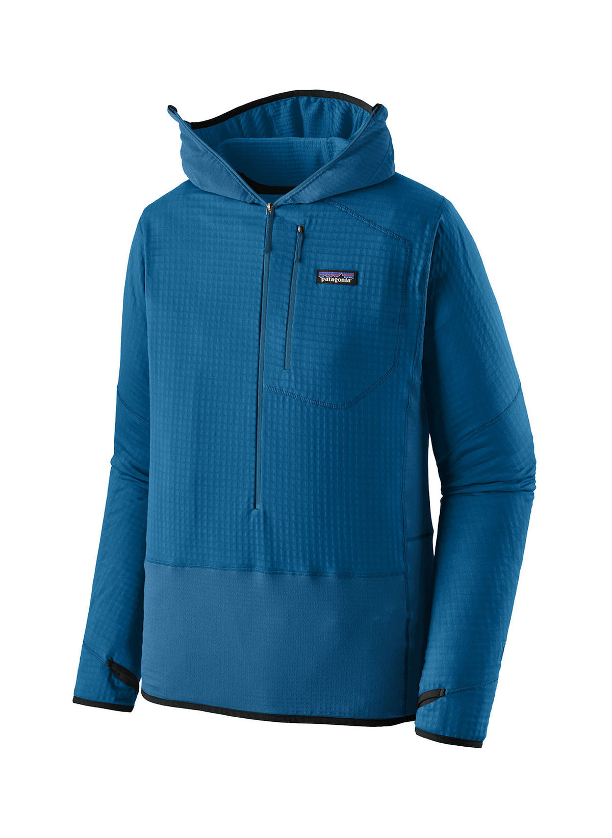 patagonia mens r1 pullover hoody in endless blue, front view