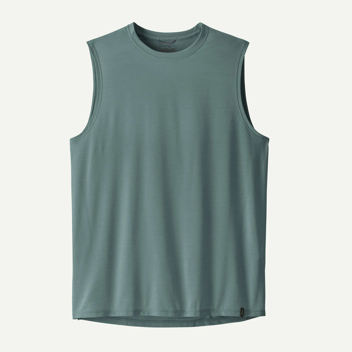sage colored sleeveless shirt on a white background