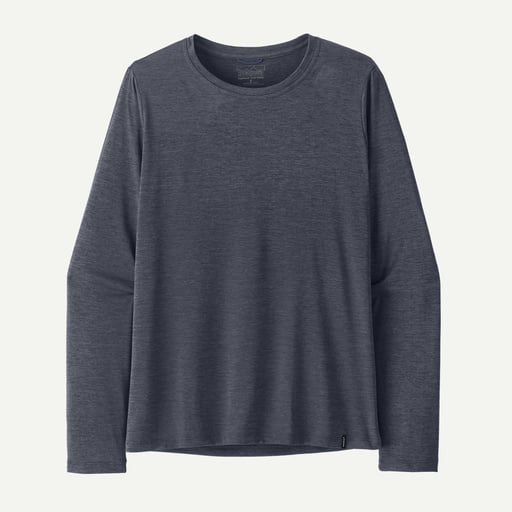 smolder blue long-sleeve shirt on a white background