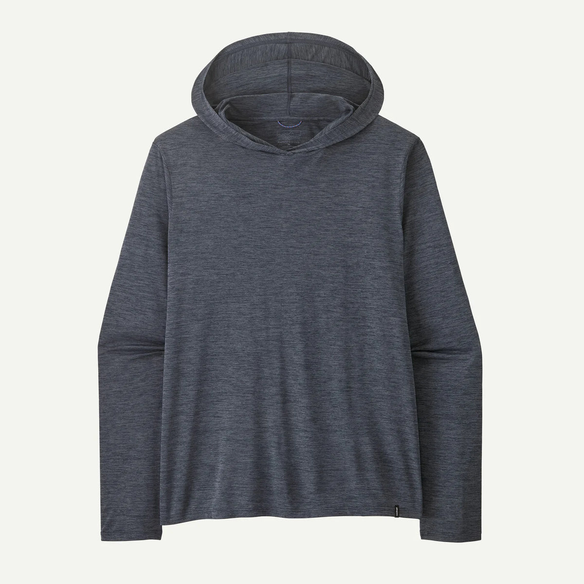 dark blue-gray hoodie on a light gray background