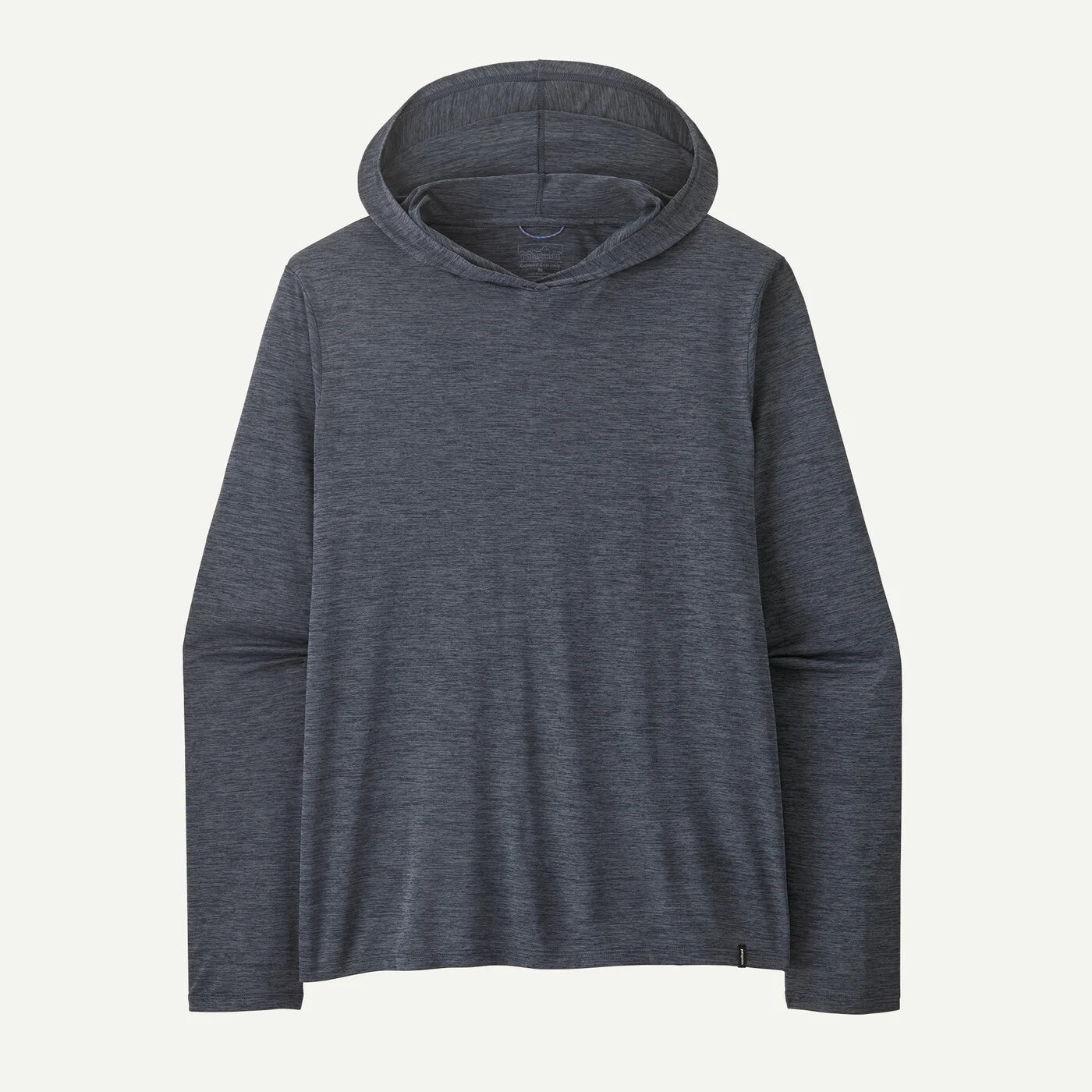 dark blue-gray hoodie on a light gray background
